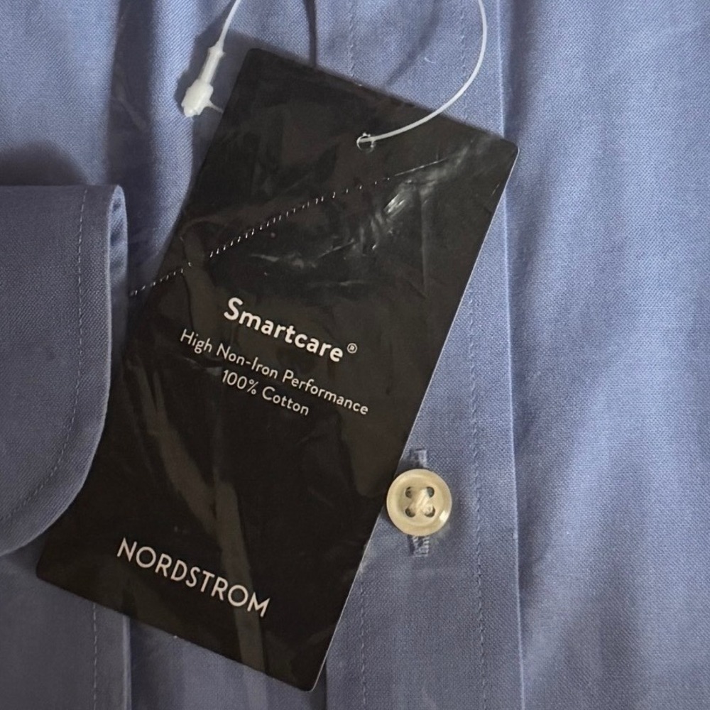 Nordstrom Smartcare Dress Shirt Mens 16.5 32/33 Blue Traditional Fit Cotton - Picture 4 of 10